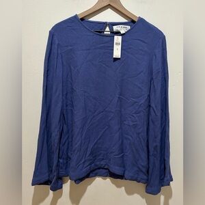 NWT Cloth & Stone by Anthropologie Long Bell Sleeve Blue Blouse Shirt - Medium